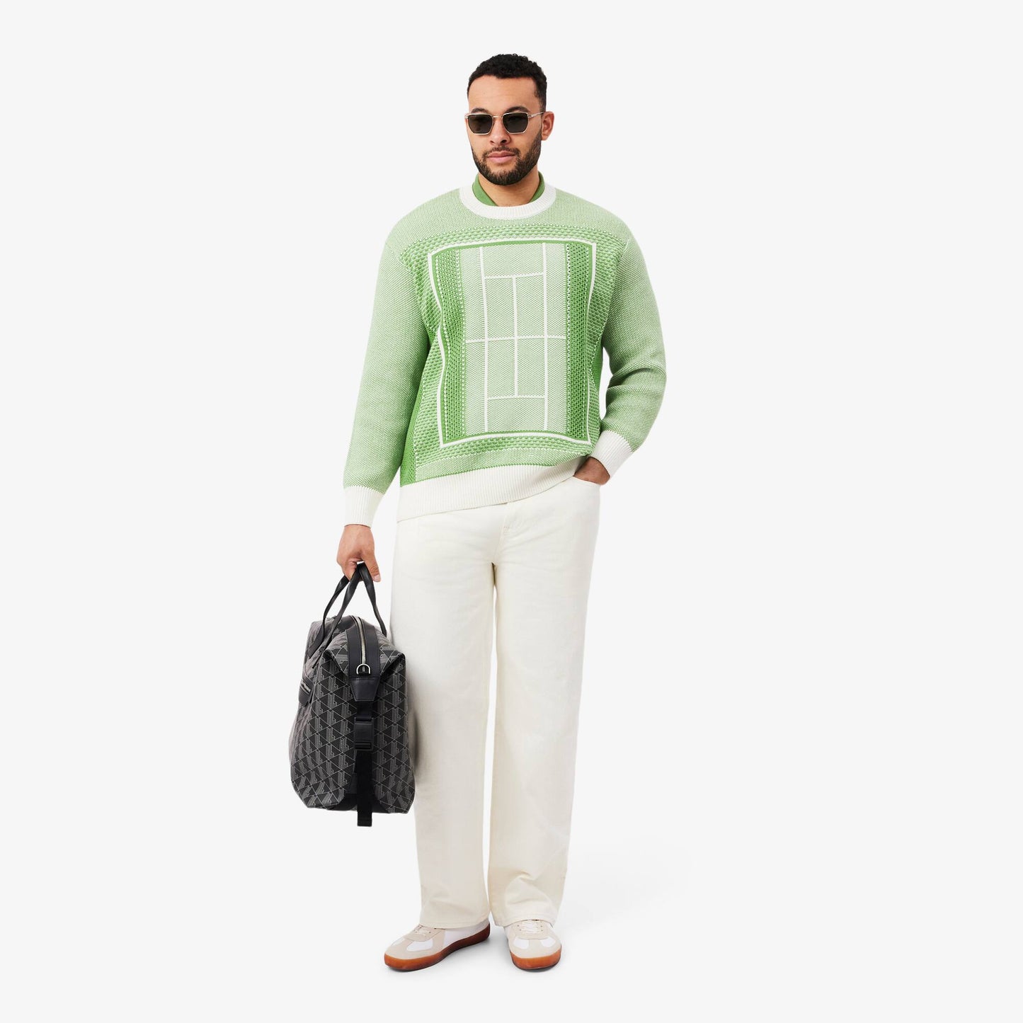 Tennis Court Graphic Jacquard Sweater