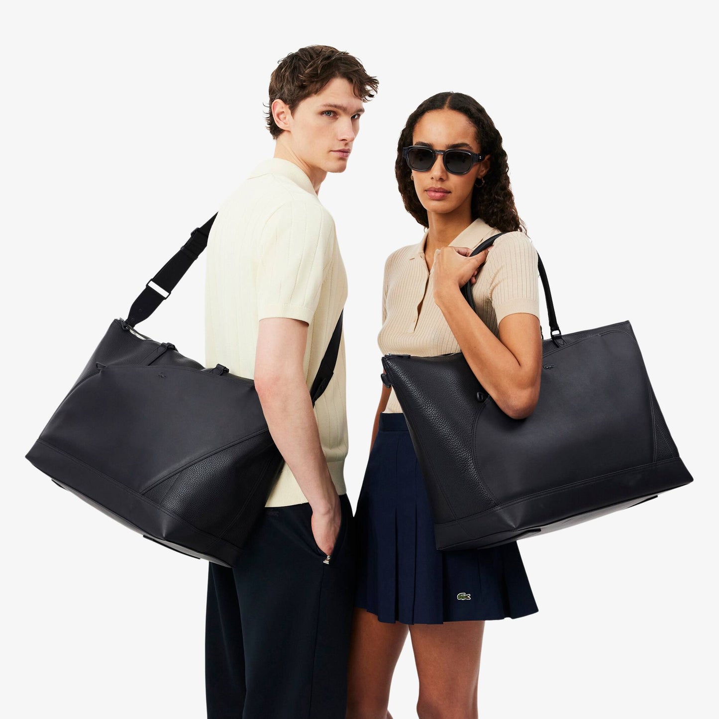 Sac de week-end en cuir grainé Club Lacoste