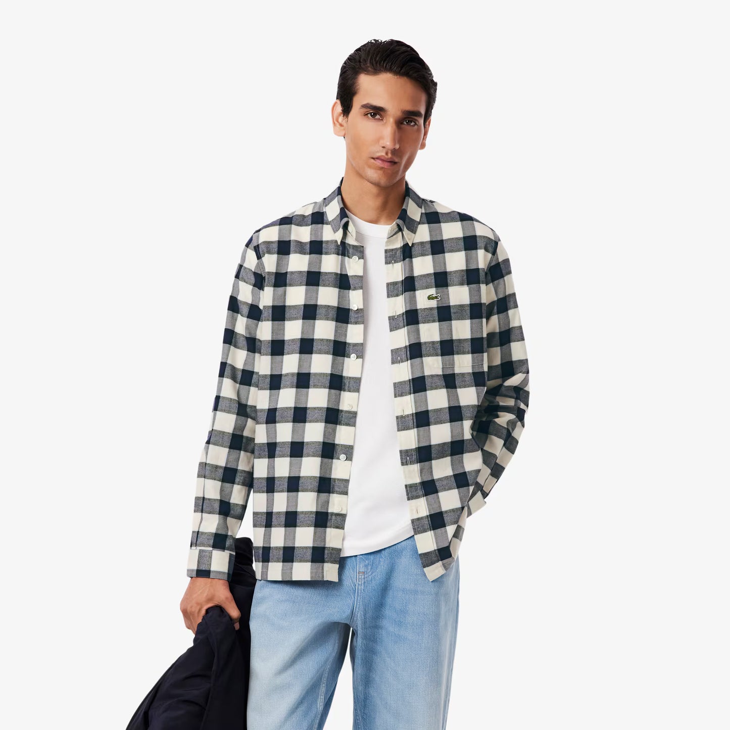 Chemise en flanelle à carreaux coupe droite