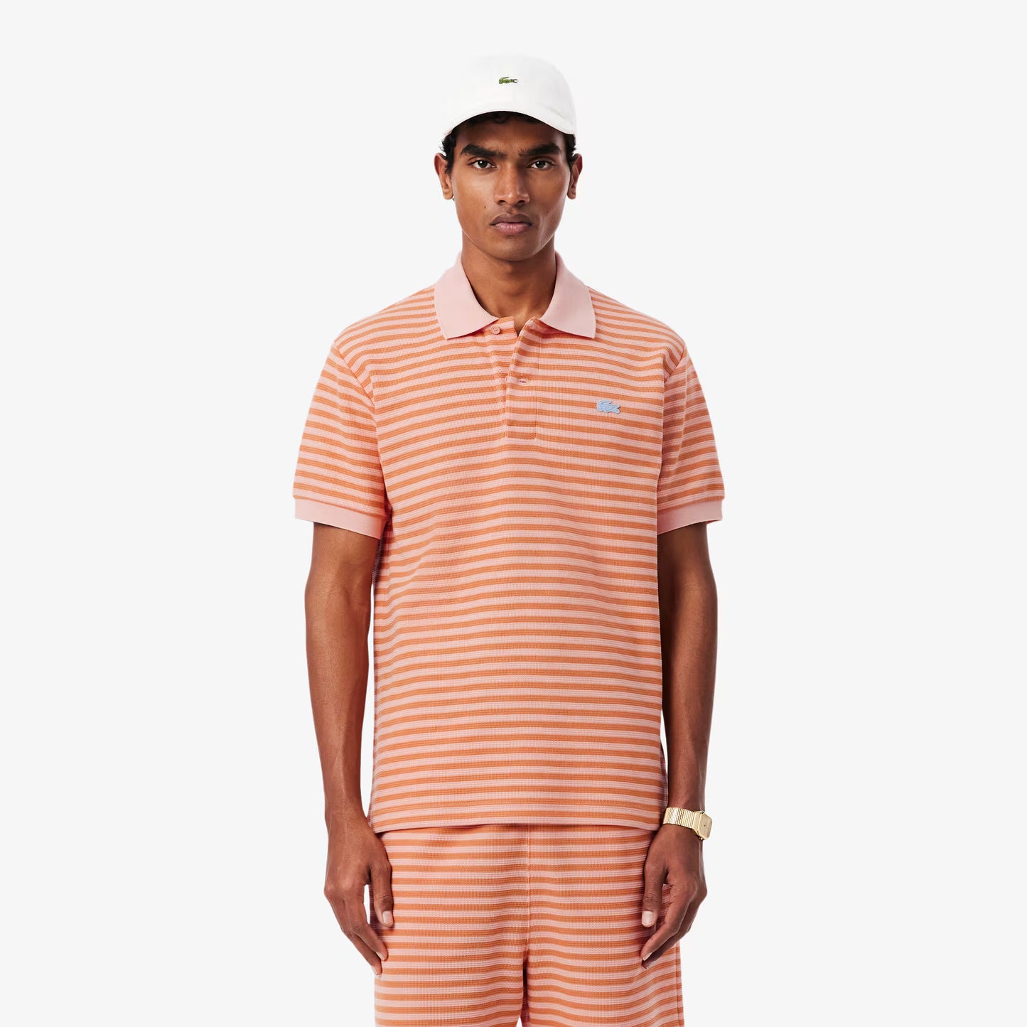 Classic Fit Textured Striped Polo Shirt