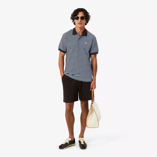 Classic Fit Textured Striped Polo Shirt