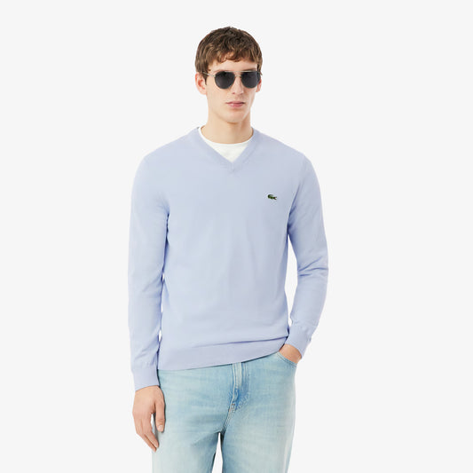 Monochrome Cotton V-neck Sweater