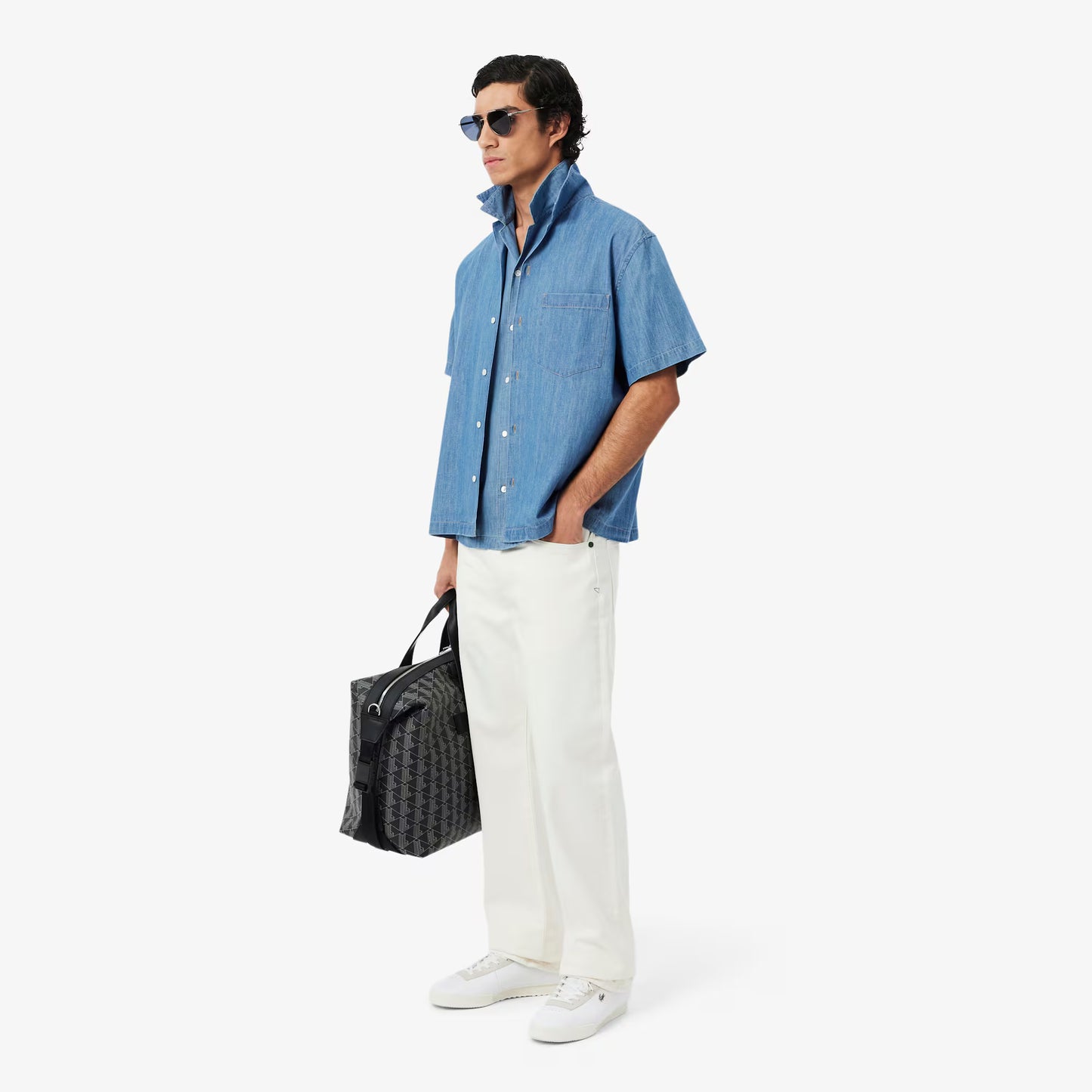 Relaxed Fit Open Neck Denim Shirt