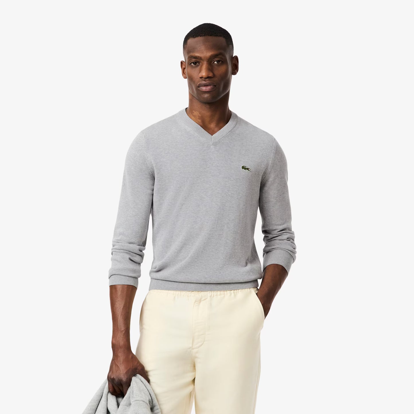 Monochrome Cotton V-neck Sweater