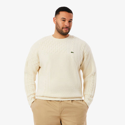 Relaxed Fit Patchwork Effect Wool Sweater