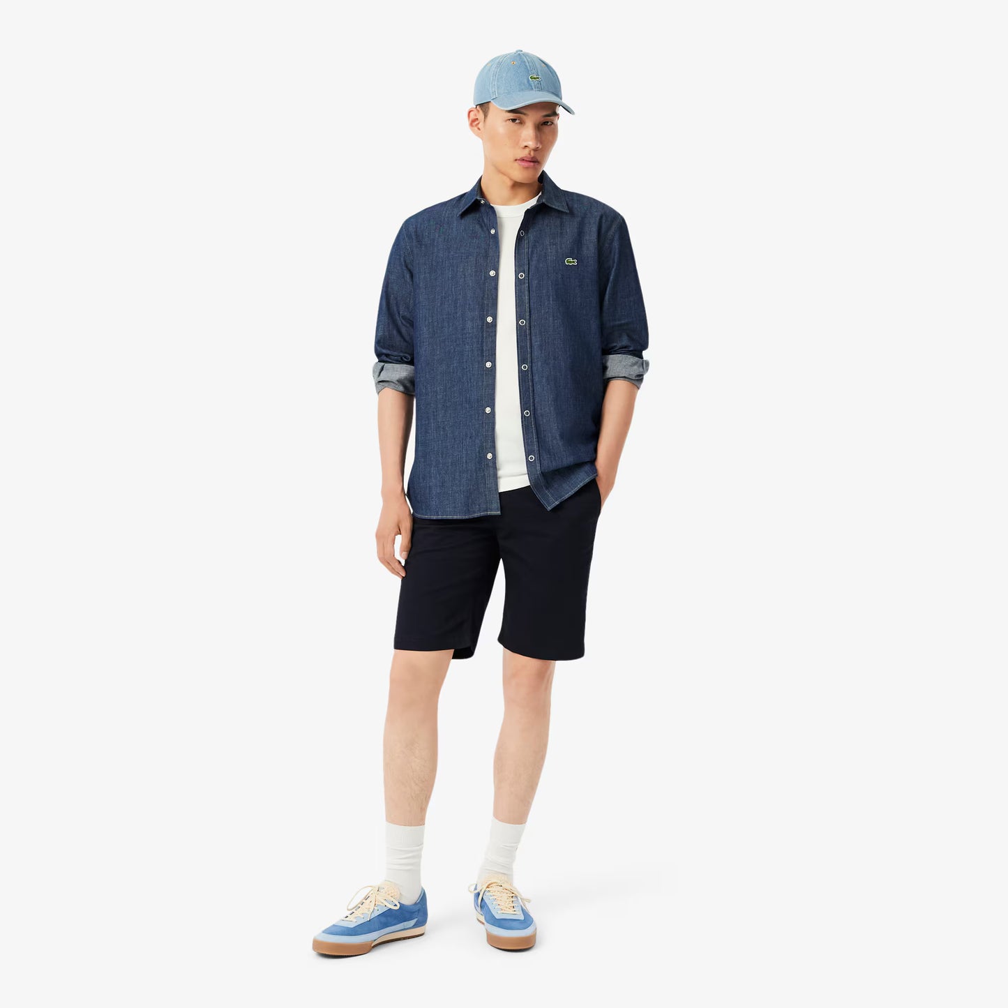 Shorts chino ajustés en coton stretch
