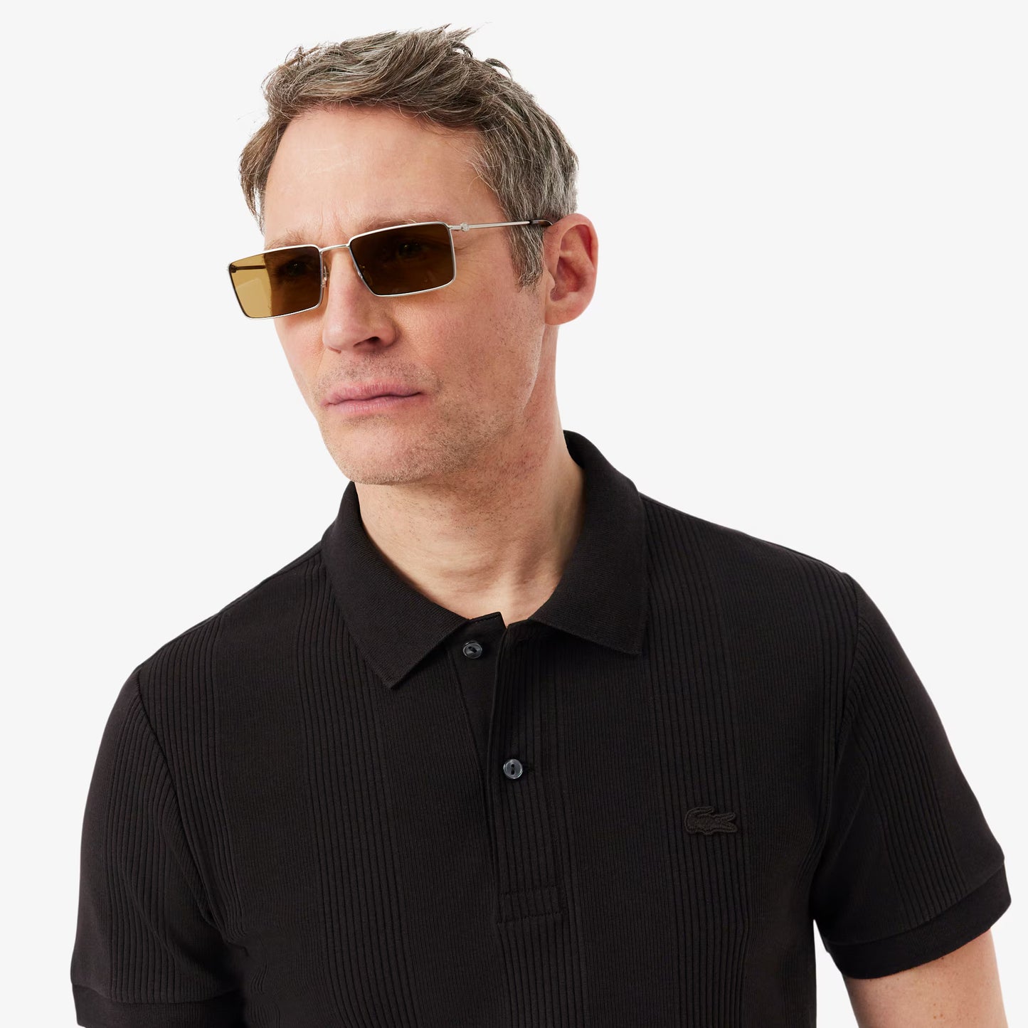 Regular Fit Ribbed Knit Polo Shirt