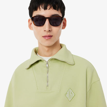 Sweat-shirt en piqué à col zippé ample
