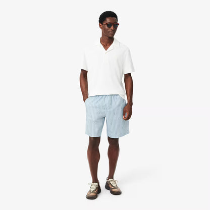 Crocodile Print Stripe Cotton Shorts