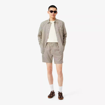 Relaxed Fit Printed Cotton Blend Shorts