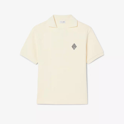 Loose Fit Badge Accent Fleece Polo Shirt