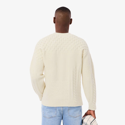 Relaxed Fit Patchwork Effect Wool Sweater