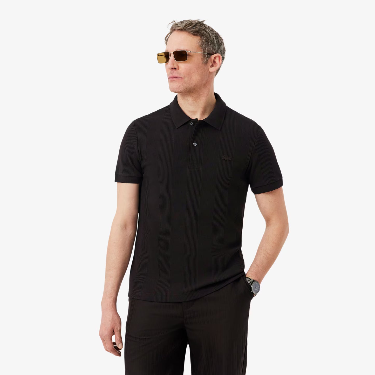 Regular Fit Ribbed Knit Polo Shirt