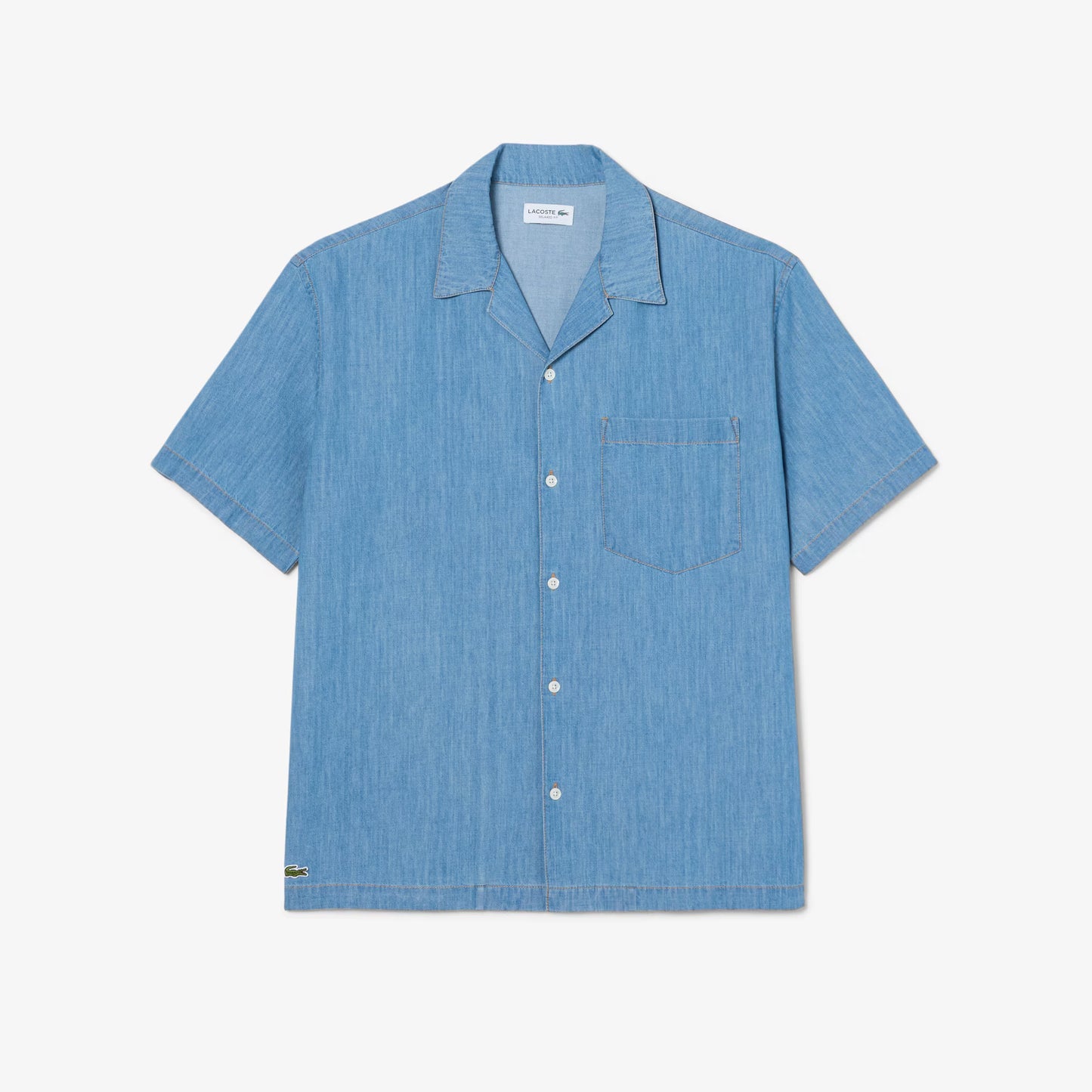 Relaxed Fit Open Neck Denim Shirt