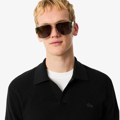 Baumwollmischung Pullover mit offenem Polokragen