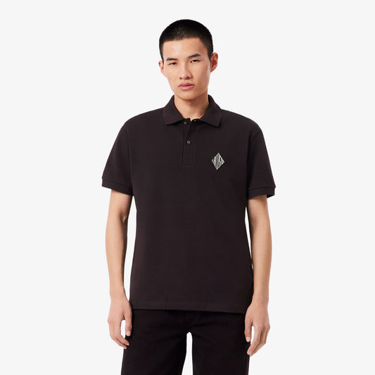 Classic Fit Badge Accent Pique Polo Shirt