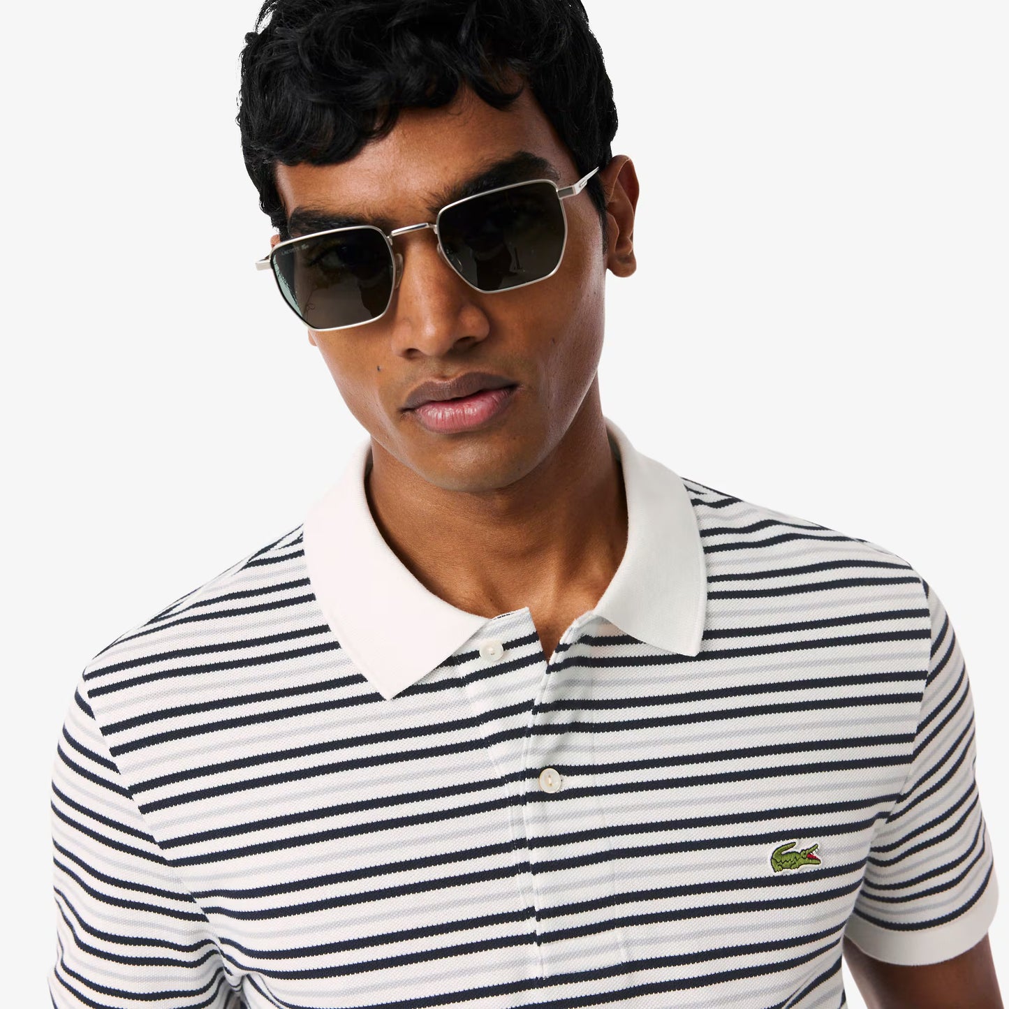 Classic Fit Striped Petit Pique Polo Shirt