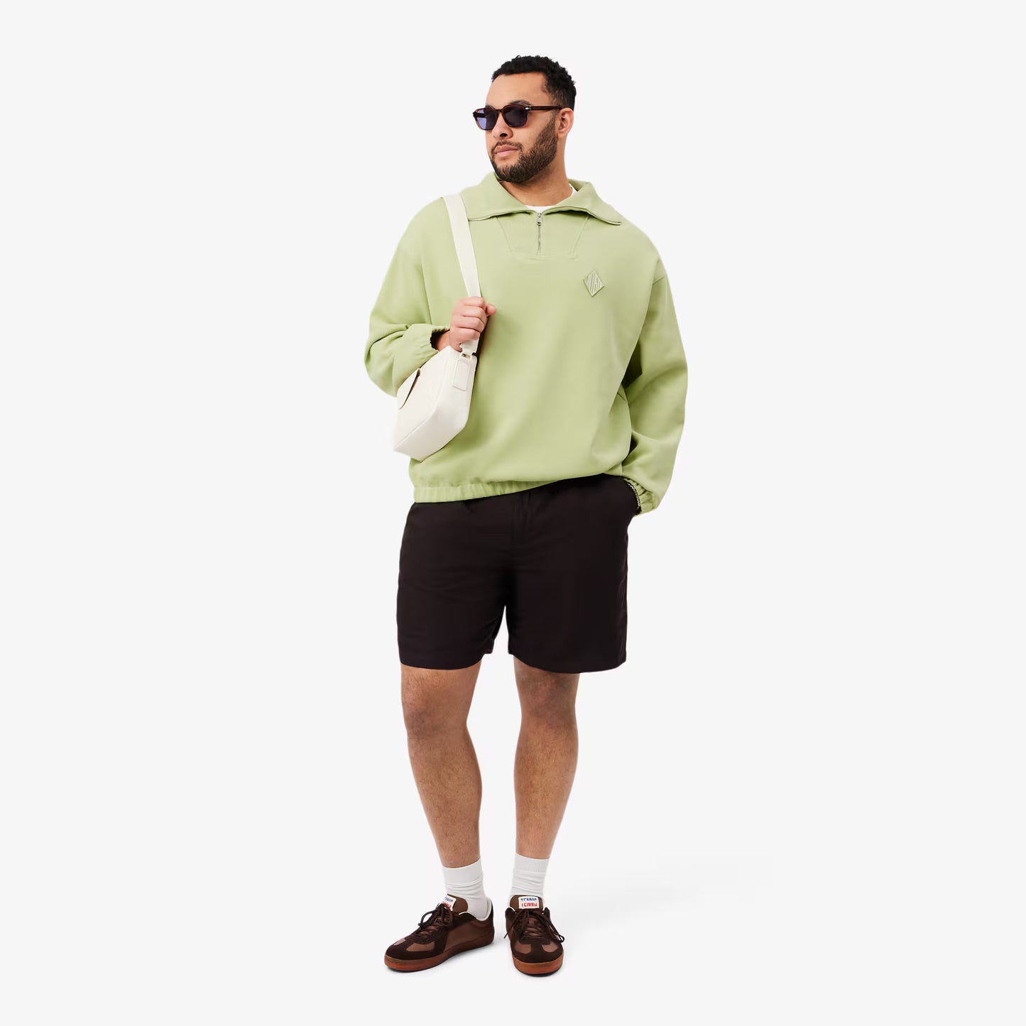 Sweat-shirt en piqué à col zippé ample