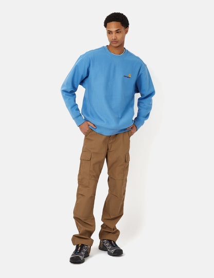 Sweat-shirt American Script - Bleu Piscine