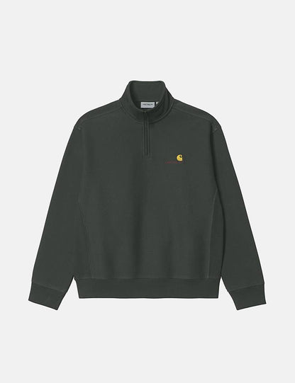 Sweat-shirt American Script demi-zip - Vert cèdre foncé