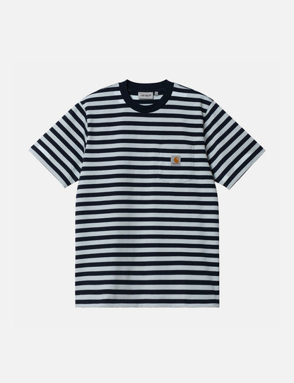 T-shirt Scotty à poche rayée (coupe classique) - Bleu Atome/Bleu Icare