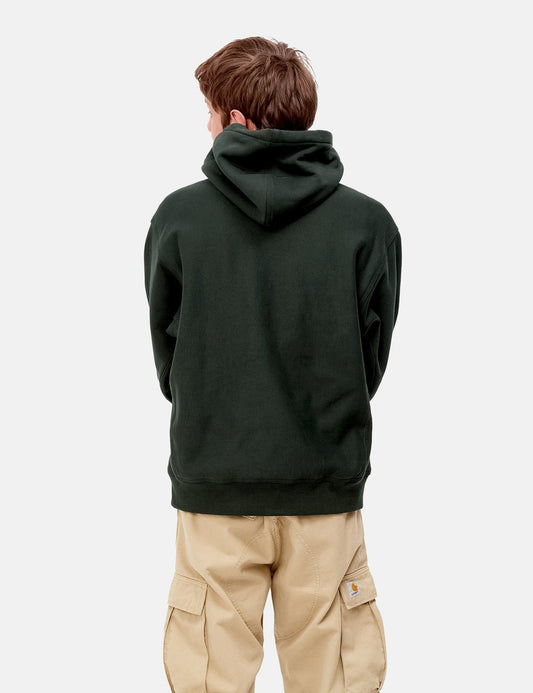 Sweat à capuche American Script – Vert cèdre foncé