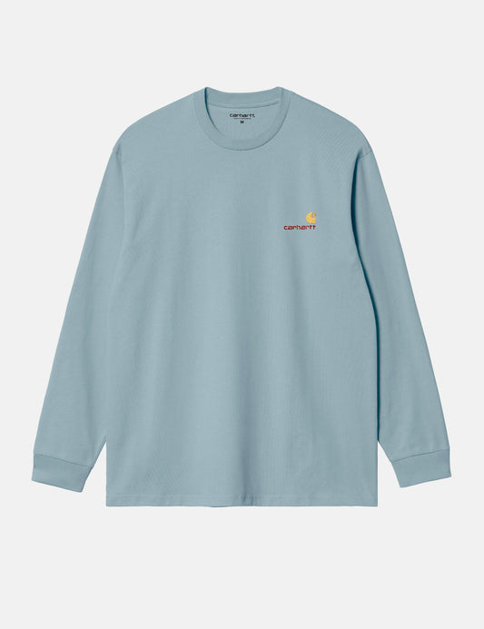 T-shirt à manches longues American Script (ample) - Bleu givré