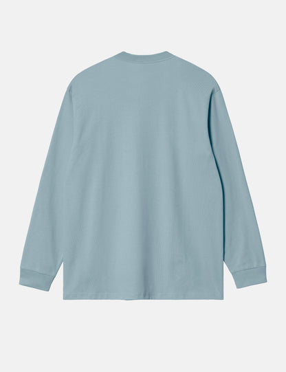 Langarm American Script T-Shirt (Loose Fit) - Frosted Blue