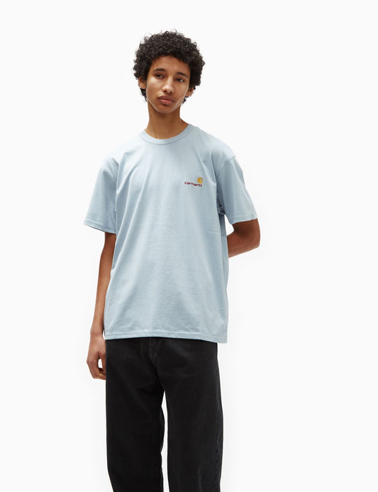 T-shirt "American Script" (ample) - Bleu givré