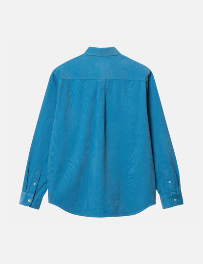 Madison Shirt (Fine Cord) - Piscine Blue/White