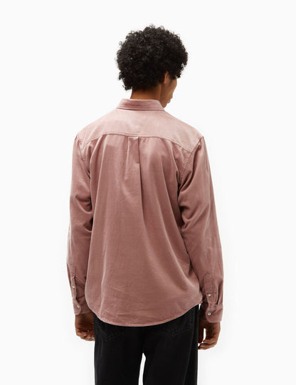 Chemise en velours côtelé fin Madison (coupe droite) - Rose nacré
