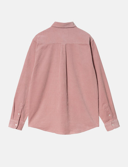 Chemise en velours côtelé fin Madison (coupe droite) - Rose nacré