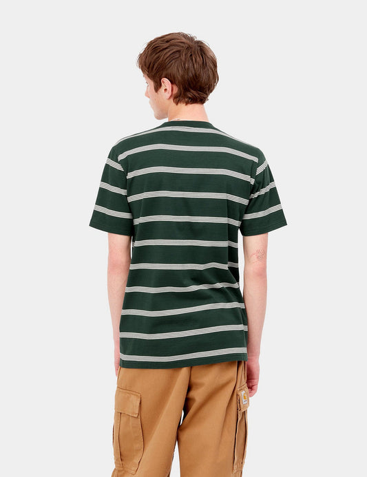 T-shirt Glover rayé - Vert Genévrier/Cire/Cire