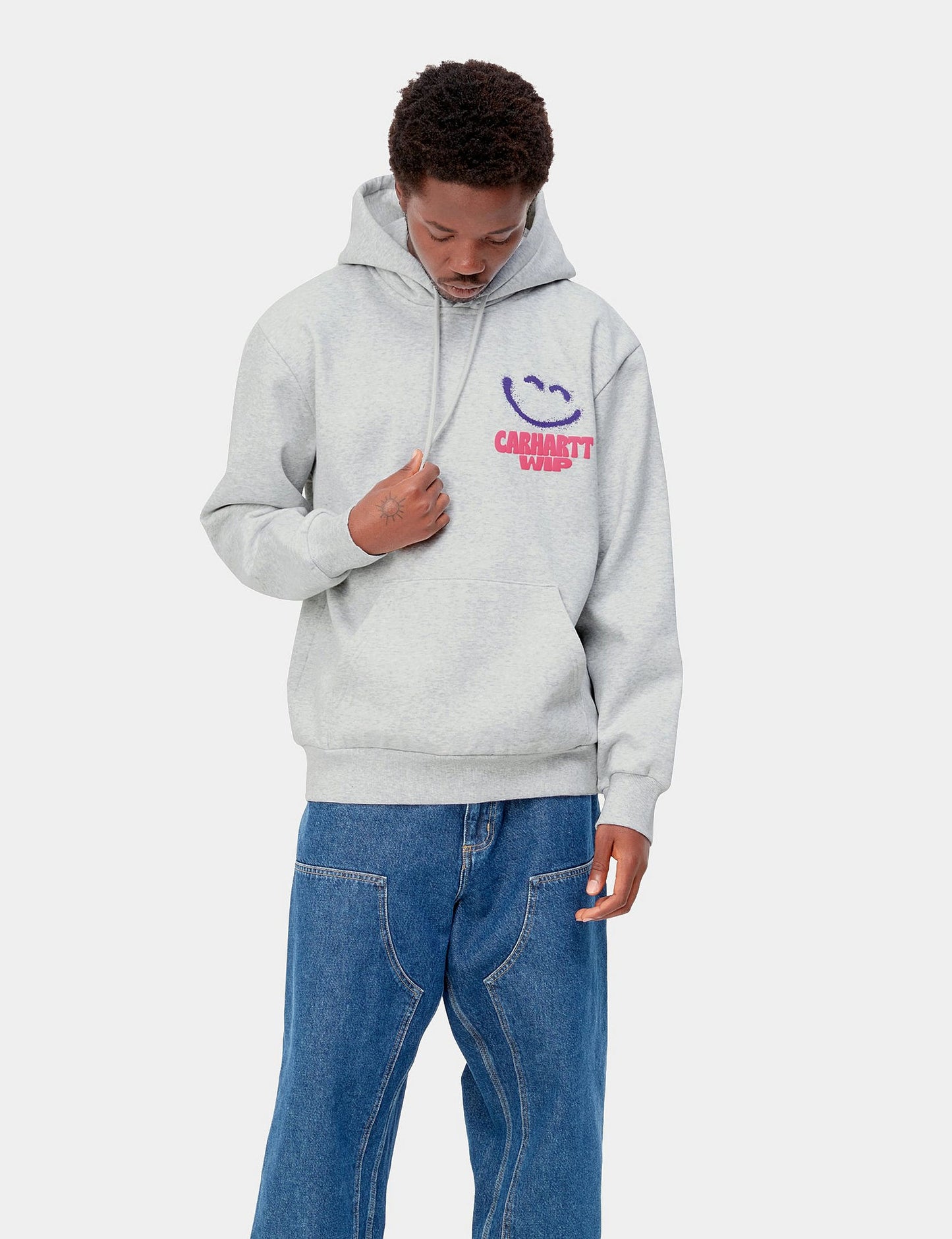 Happy Script Kapuzenpullover – Aschgrau Meliert