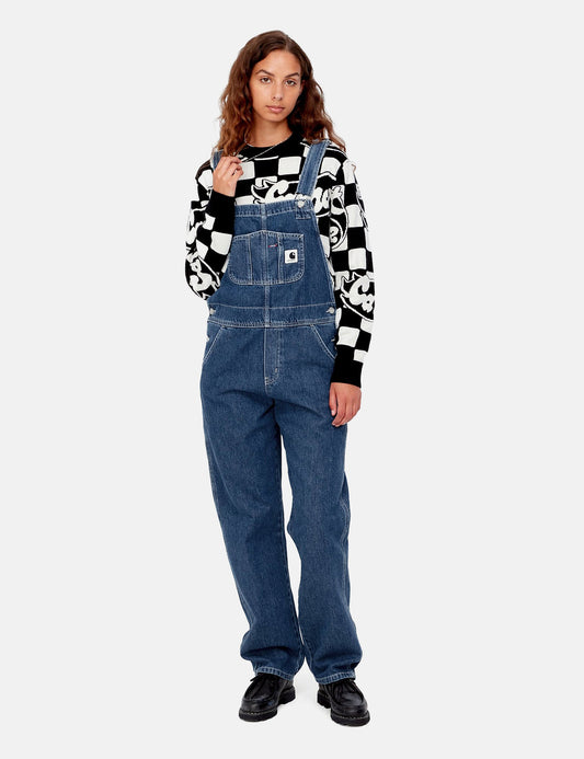 Damen Latz-Jeans-Overall (gerade) - Blue Stone Washed