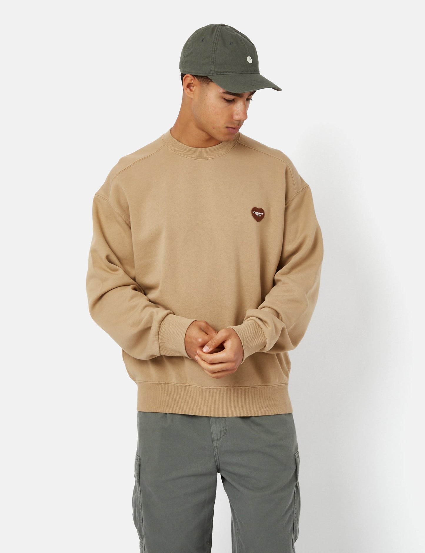 Sweatshirt mit Herz-Applikation – Dusty Hamilton Brown