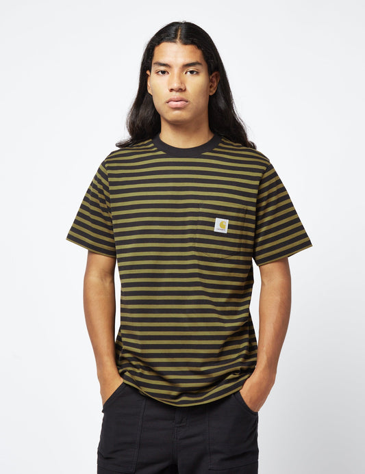 T-shirt Seidler Pocket (Seidler Stripe) - Vert Highland/Noir