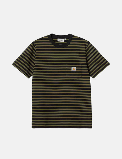 T-shirt Seidler Pocket (Seidler Stripe) - Vert Highland/Noir