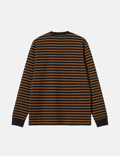 Seidler Langarm-T-Shirt mit Tasche (Seidler Stripe) – Highland Green