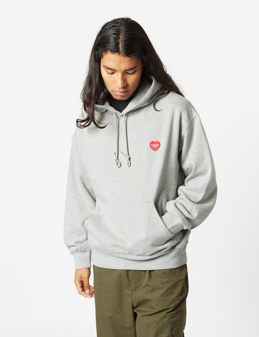 Sweat à capuche écusson cœur - Gris chiné