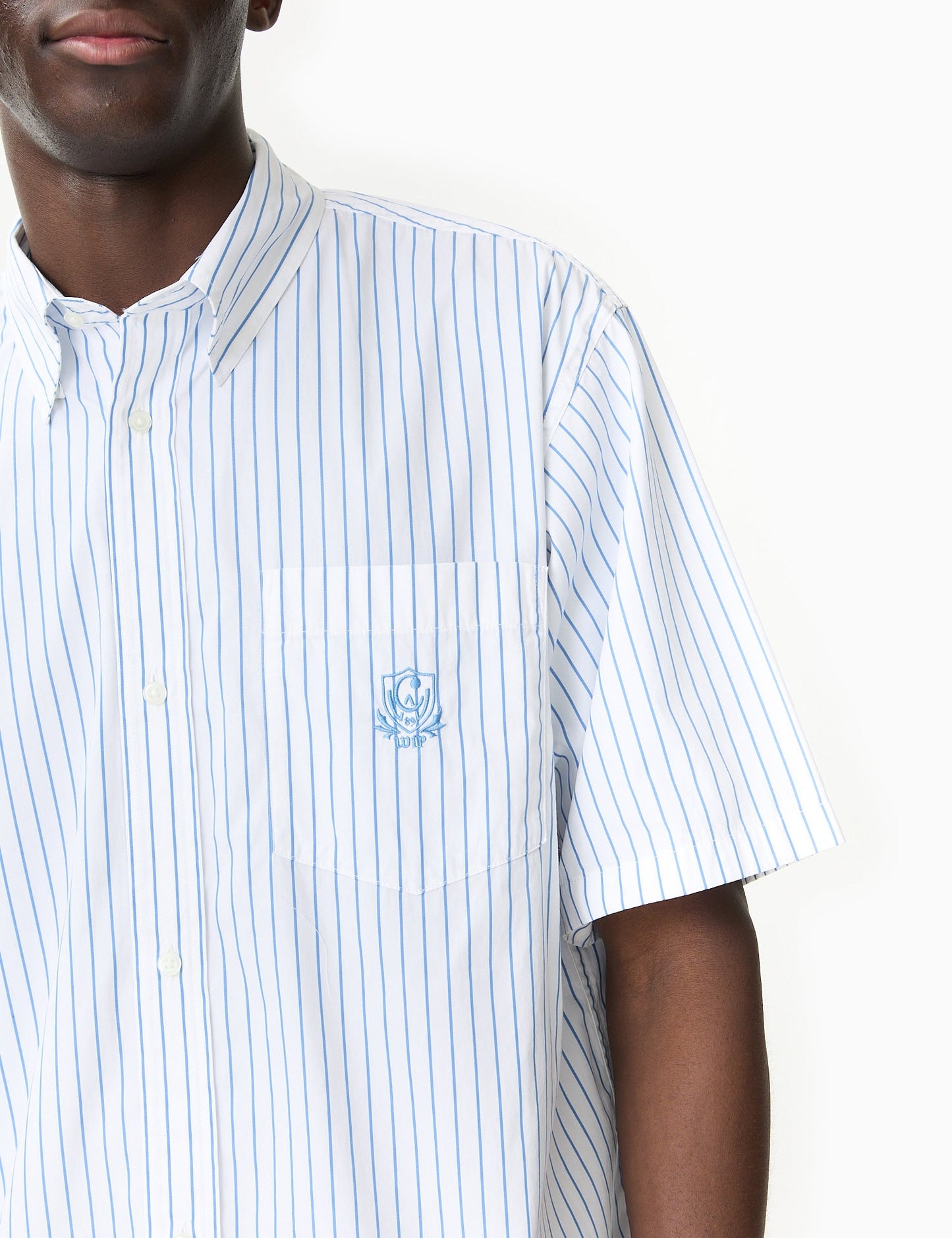 Kurzarmhemd Linus Streifen - Bleach Blue