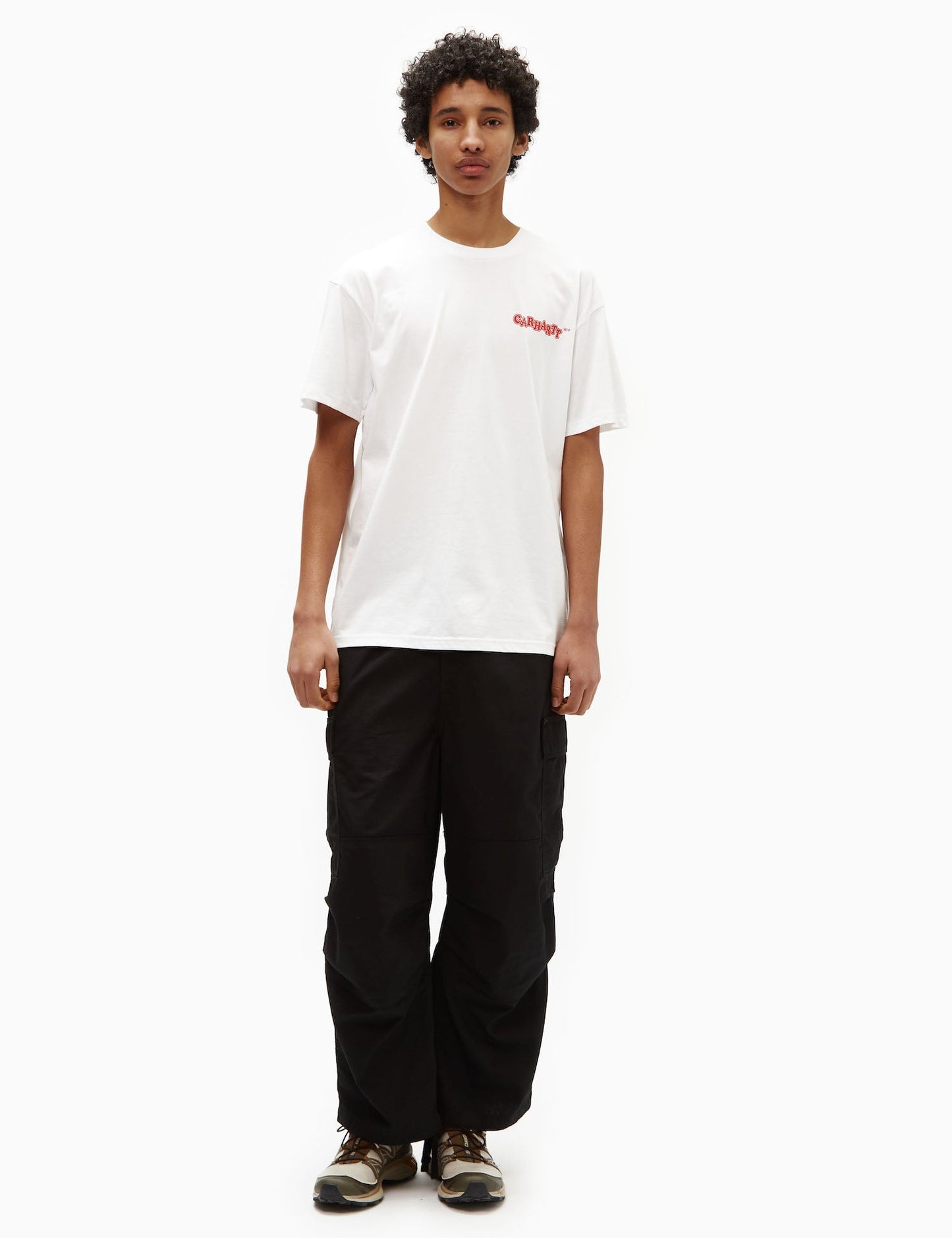 Fast-Food-T-Shirt (locker) – Weiß/Rot