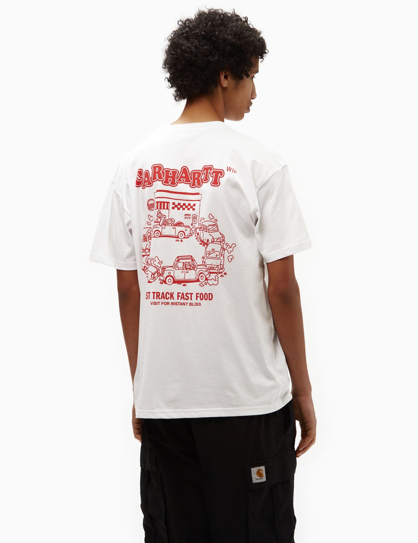 Fast-Food-T-Shirt (locker) – Weiß/Rot