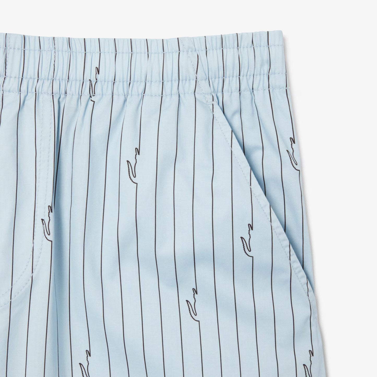 Crocodile Print Stripe Cotton Shorts