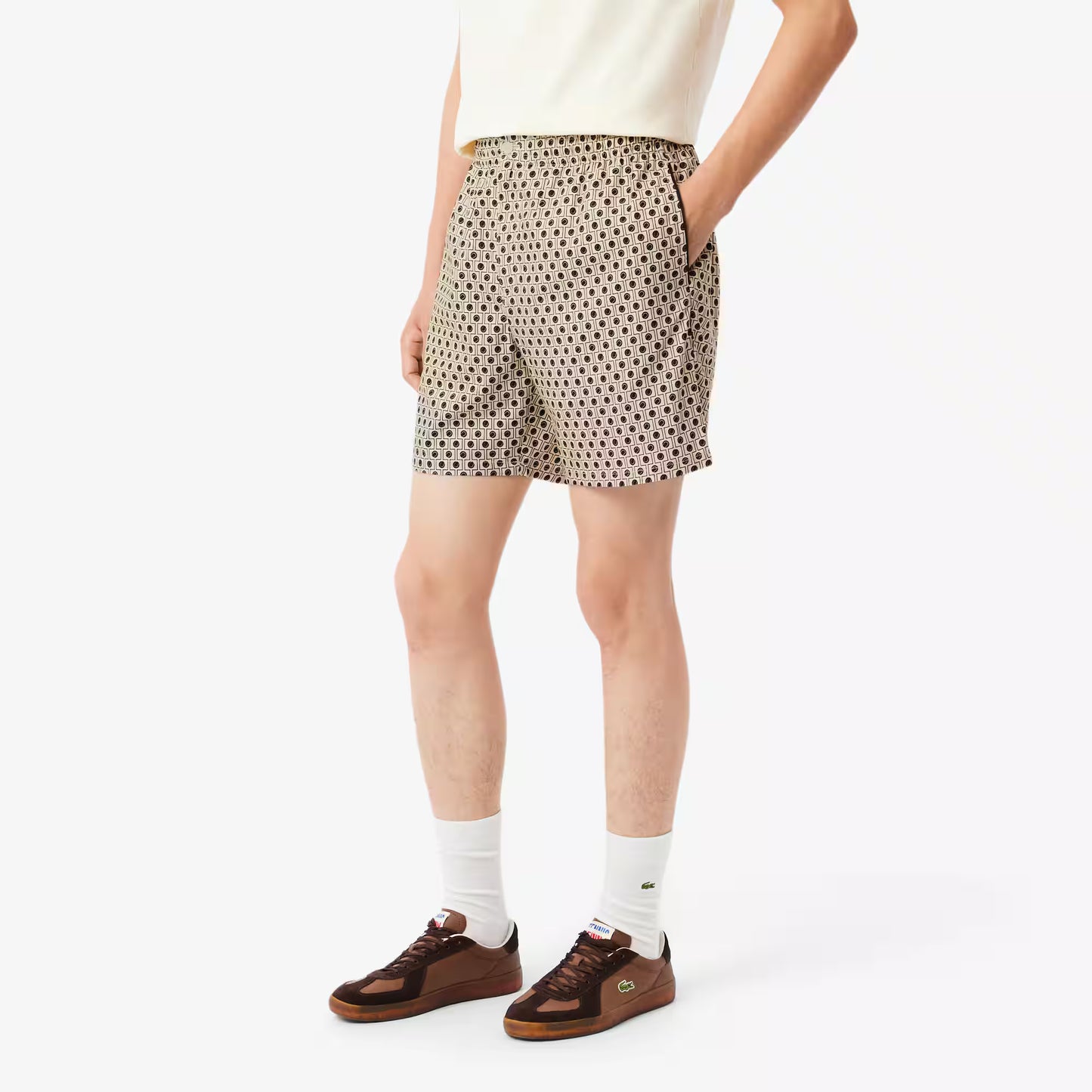 Relaxed Fit Printed Cotton Blend Shorts
