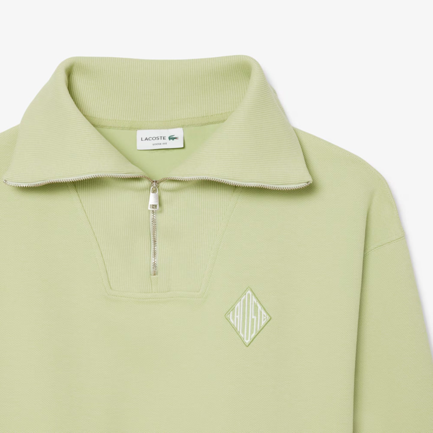 Sweat-shirt en piqué à col zippé ample
