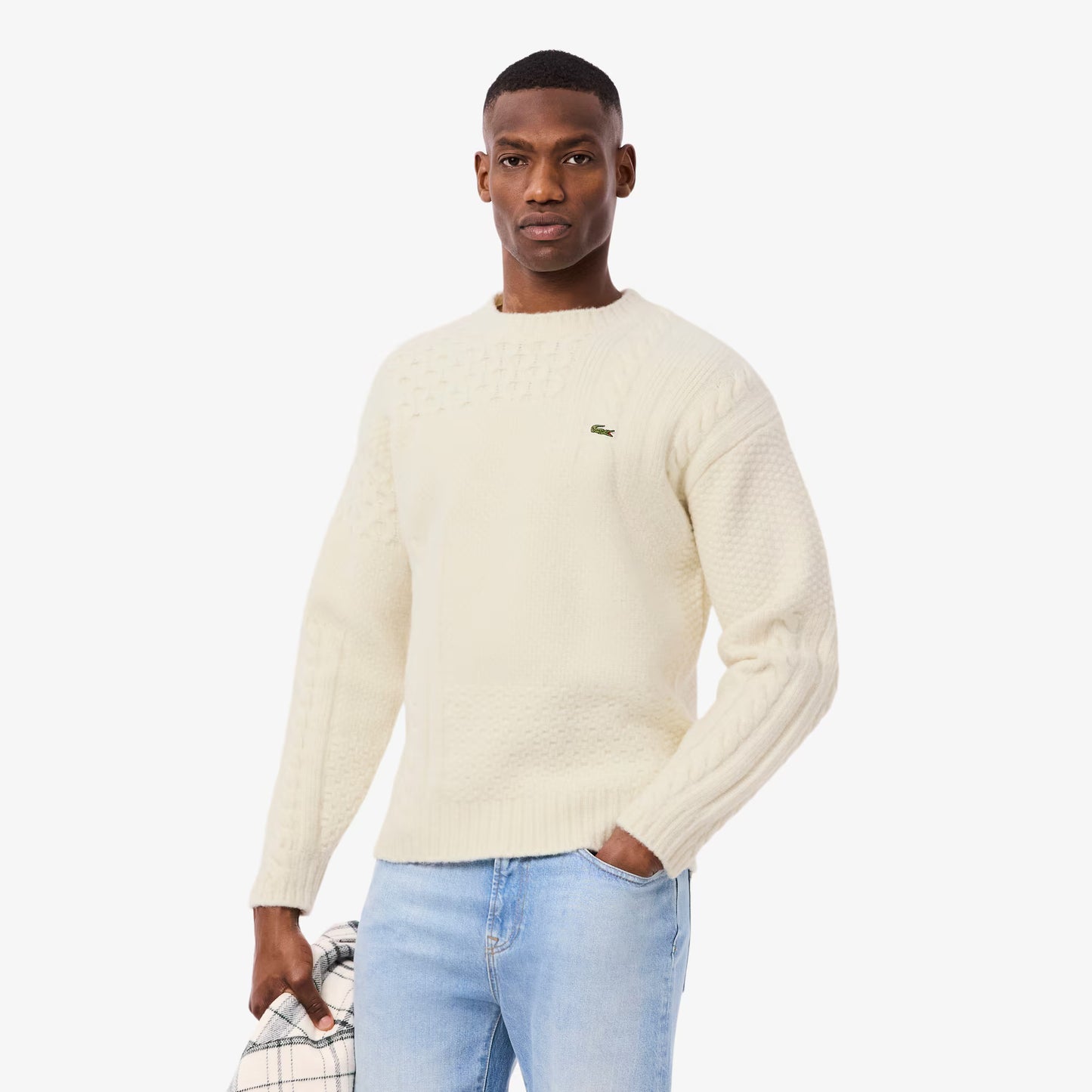 Relaxed Fit Patchwork Effect Wool Sweater