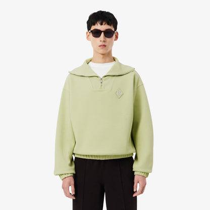 Sweat-shirt en piqué à col zippé ample