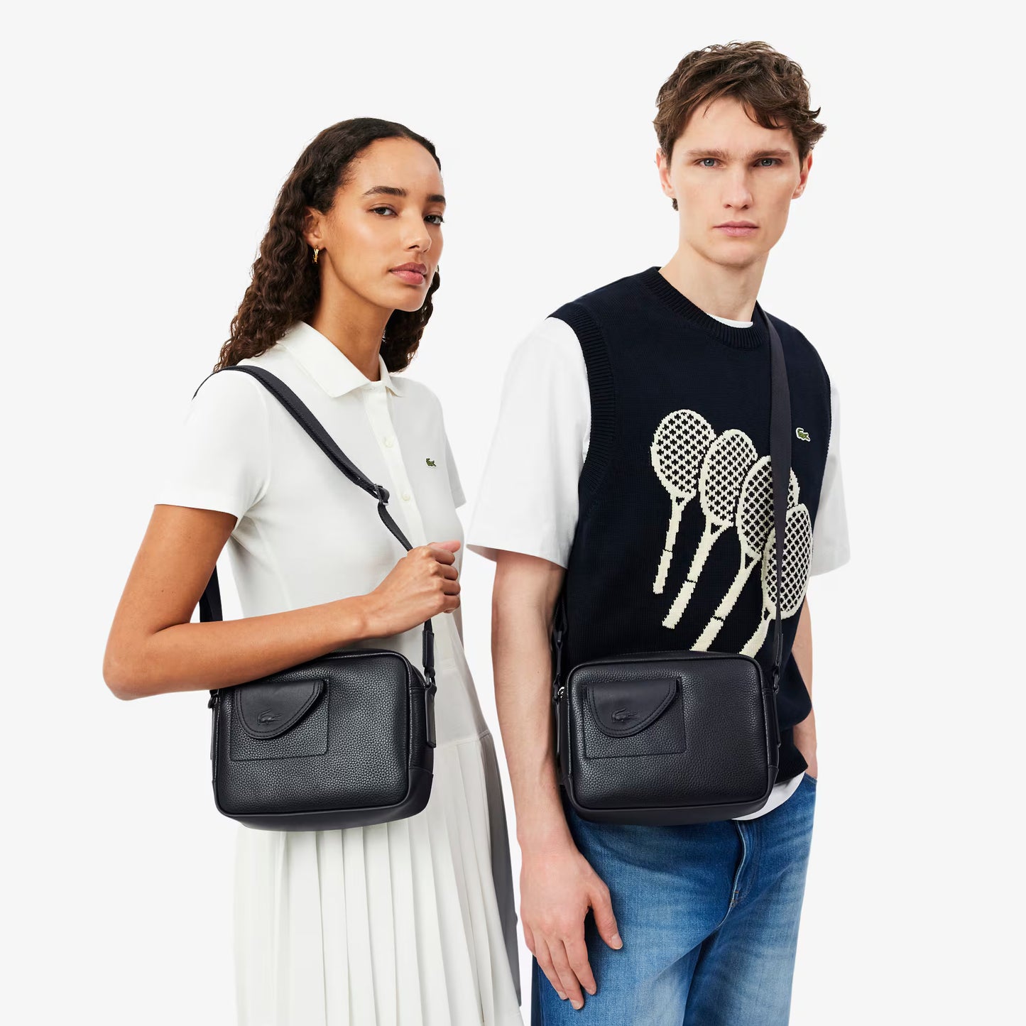 Sac à bandoulière Lacoste Club en cuir grainé