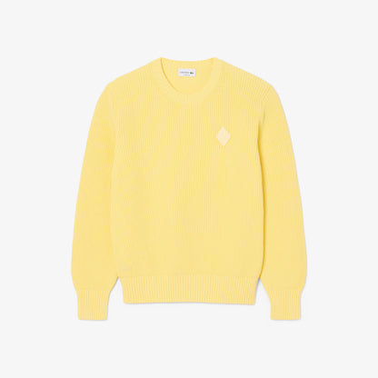 Pearl Rib Knit Badge Accent Sweater